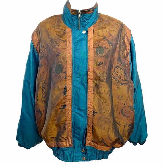 Amanda Smith Faces Brown & Turquoise Track Jacket - Picture 1 of 8